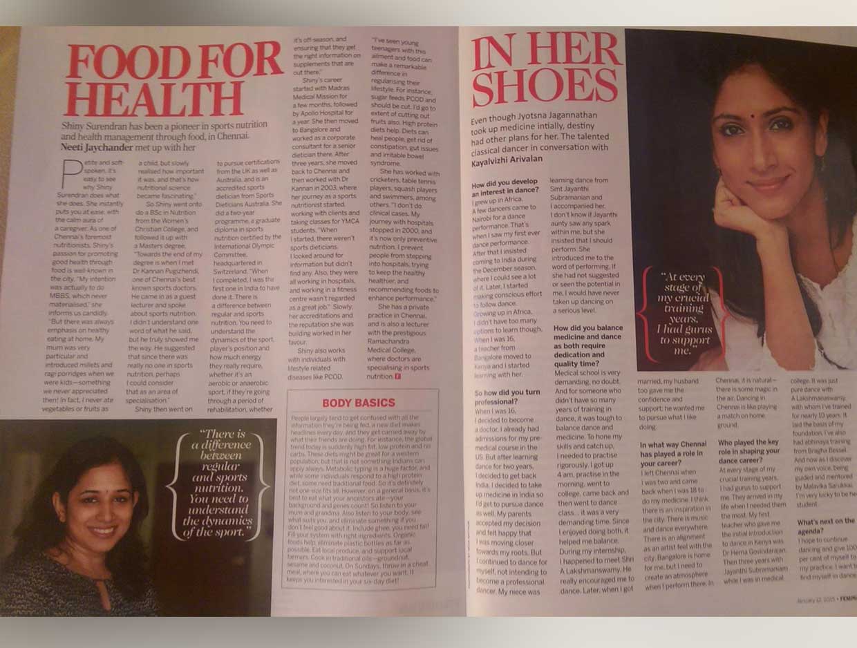 Femina 2015 — published feature involving Shiny Surendran