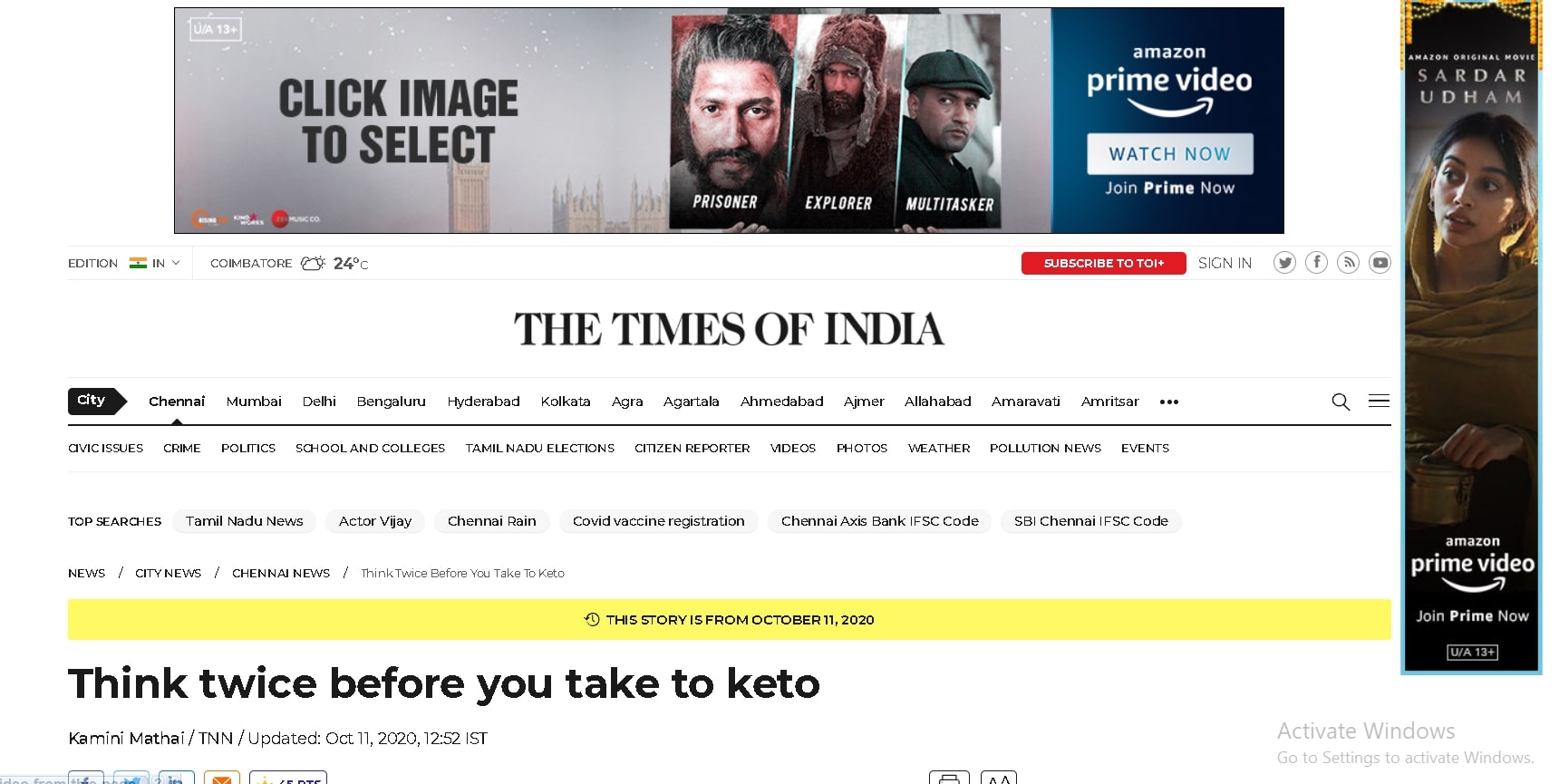 Think twice before you take to keto — published feature involving Shiny Surendran